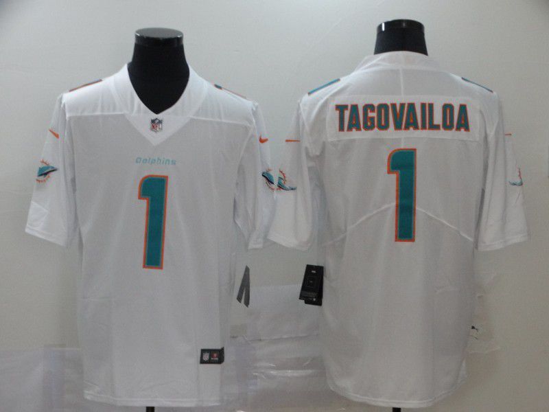 Men Miami Dolphins 1 Tagovailoa White Nike Vapor Untouchable Stitched Limited NFL Jerseys
